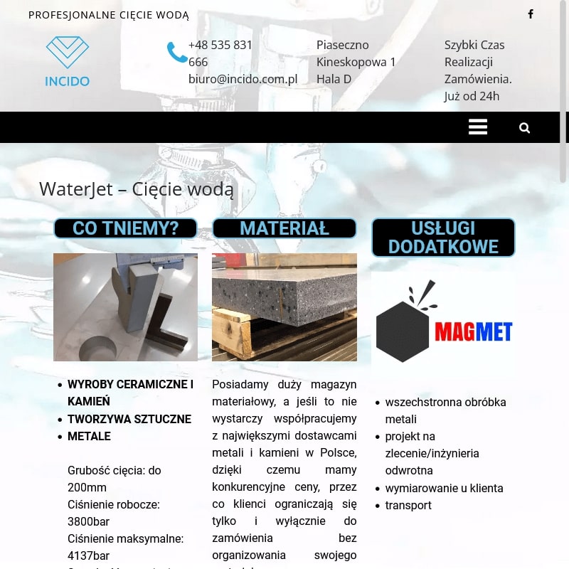 Cięcie metalu wodą